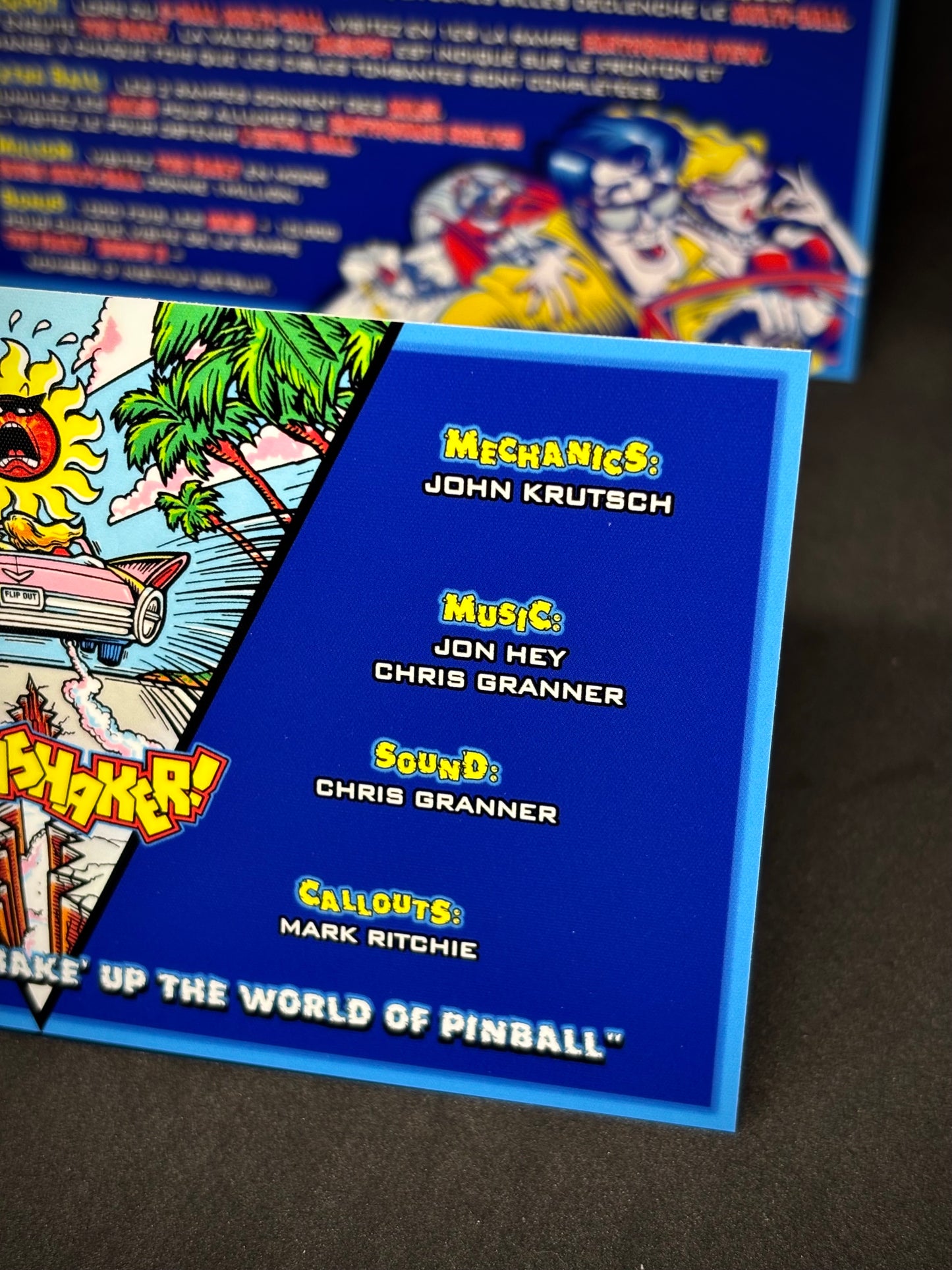 Instrucciones de las tarjetas del juego Williams Earthshaker 1989, delantal personalizado de pinball, reglas impresas