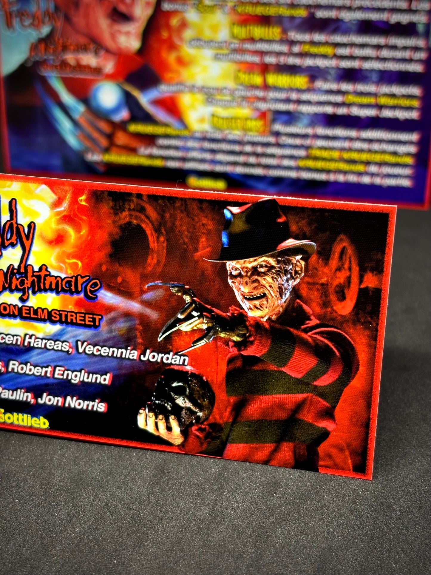 Gottlieb FREDDY A Nightmare On Elm Street 1994 Jeu Cartes Instructions Flipper Custom Apron règles imprimées