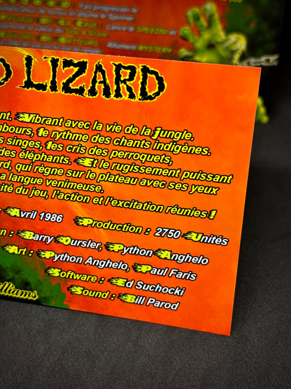 Instrucciones de las tarjetas del juego Williams GRAND LIZARD 1986, delantal personalizado de pinball, reglas impresas