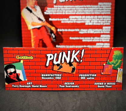Instrucciones de las tarjetas del juego Gottlieb PUNK 1982 Delantal personalizado de pinball con reglas impresas