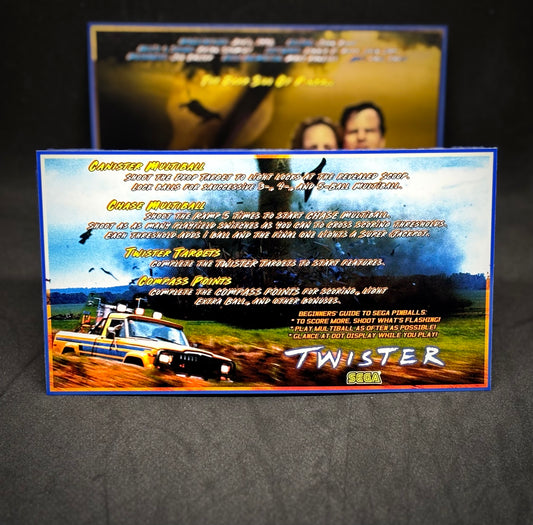 Instrucciones de las tarjetas del juego SEGA Twister 1996 Delantal personalizado de pinball con reglas impresas
