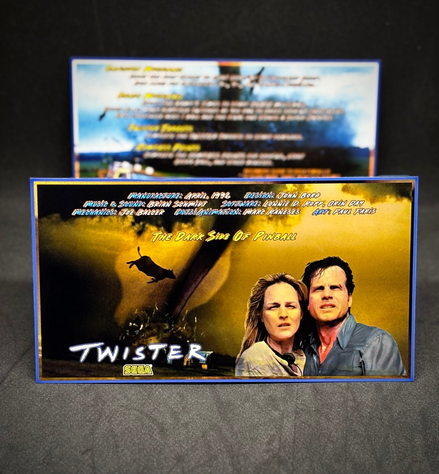SEGA Twister 1996 Game Cards Instructions Pinball Custom Apron printed rules