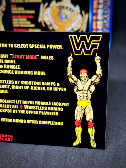 Instrucciones de tarjetas de juego Data East ROYAL RUMBLE WWF 1994 Delantal personalizado de Pinball Reglas impresas