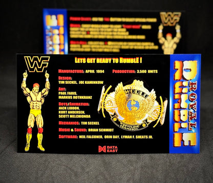 Instrucciones de tarjetas de juego Data East ROYAL RUMBLE WWF 1994 Delantal personalizado de Pinball Reglas impresas