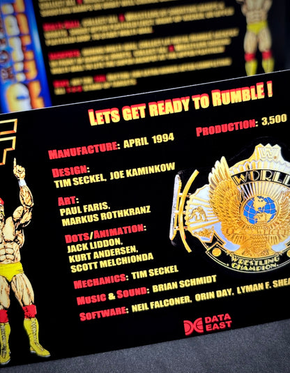 Instrucciones de tarjetas de juego Data East ROYAL RUMBLE WWF 1994 Delantal personalizado de Pinball Reglas impresas