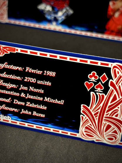 Instrucciones de las tarjetas del juego Gottlieb DIAMOND LADY 1988, reglas impresas del delantal personalizado de Pinball