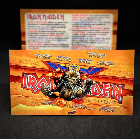 Instrucciones de las tarjetas de juego premium de Stern Iron Maiden 2018, reglas impresas del delantal personalizado de Pinball