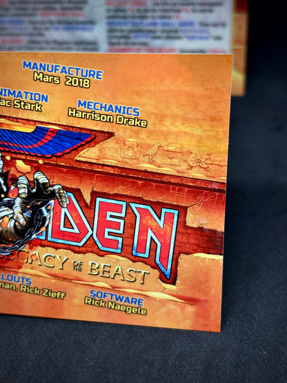 Instrucciones de las tarjetas de juego premium de Stern Iron Maiden 2018, reglas impresas del delantal personalizado de Pinball
