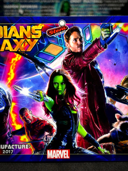 Instrucciones para las tarjetas de juego profesionales de Stern Guardians of the Galaxy 2017. Delantal personalizado de pinball con reglas impresas.