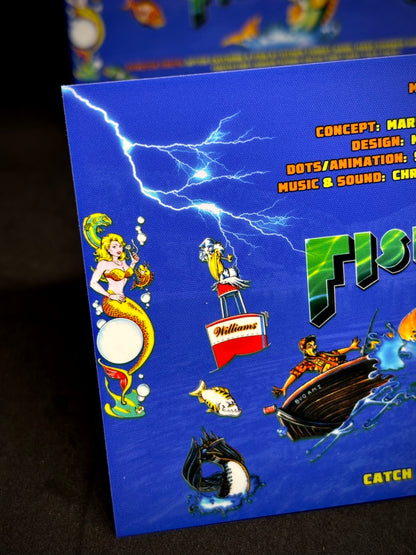 Instrucciones de las tarjetas del juego Williams Fish Tales 1992, delantal personalizado de pinball, reglas impresas V2