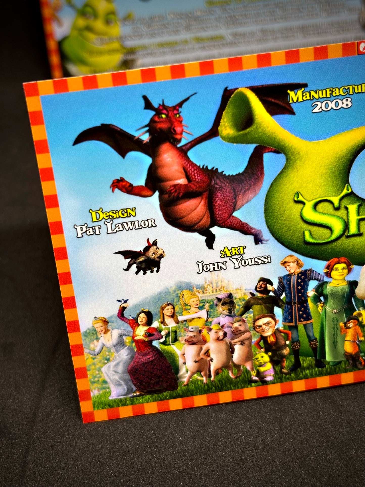 Instrucciones de las tarjetas del juego Stern Shrek 2008, delantal personalizado de pinball, reglas impresas V2