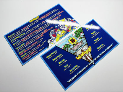 Cartes d'instructions custom apron flipper Williams Earthshaker 1989 (set de 2)