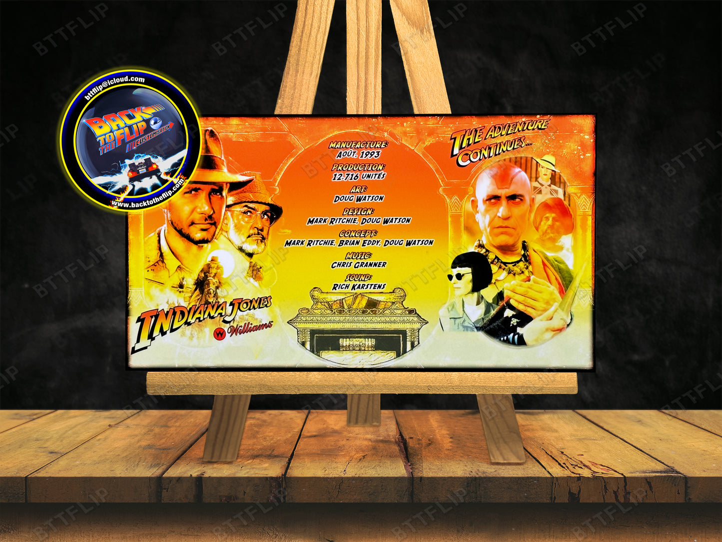 Williams Indiana Jones 1993  Jeu Cartes règles Instructions Flipper Custom Apron V2