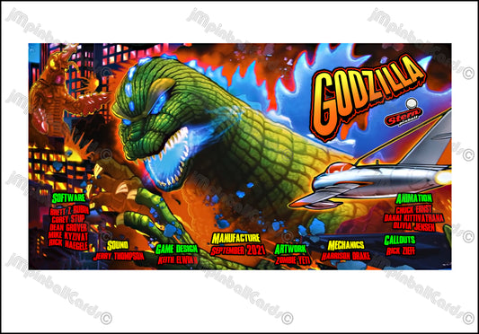 Stern Godzilla 2021 Carte Insider Flipper Custom Apron imprimée V2