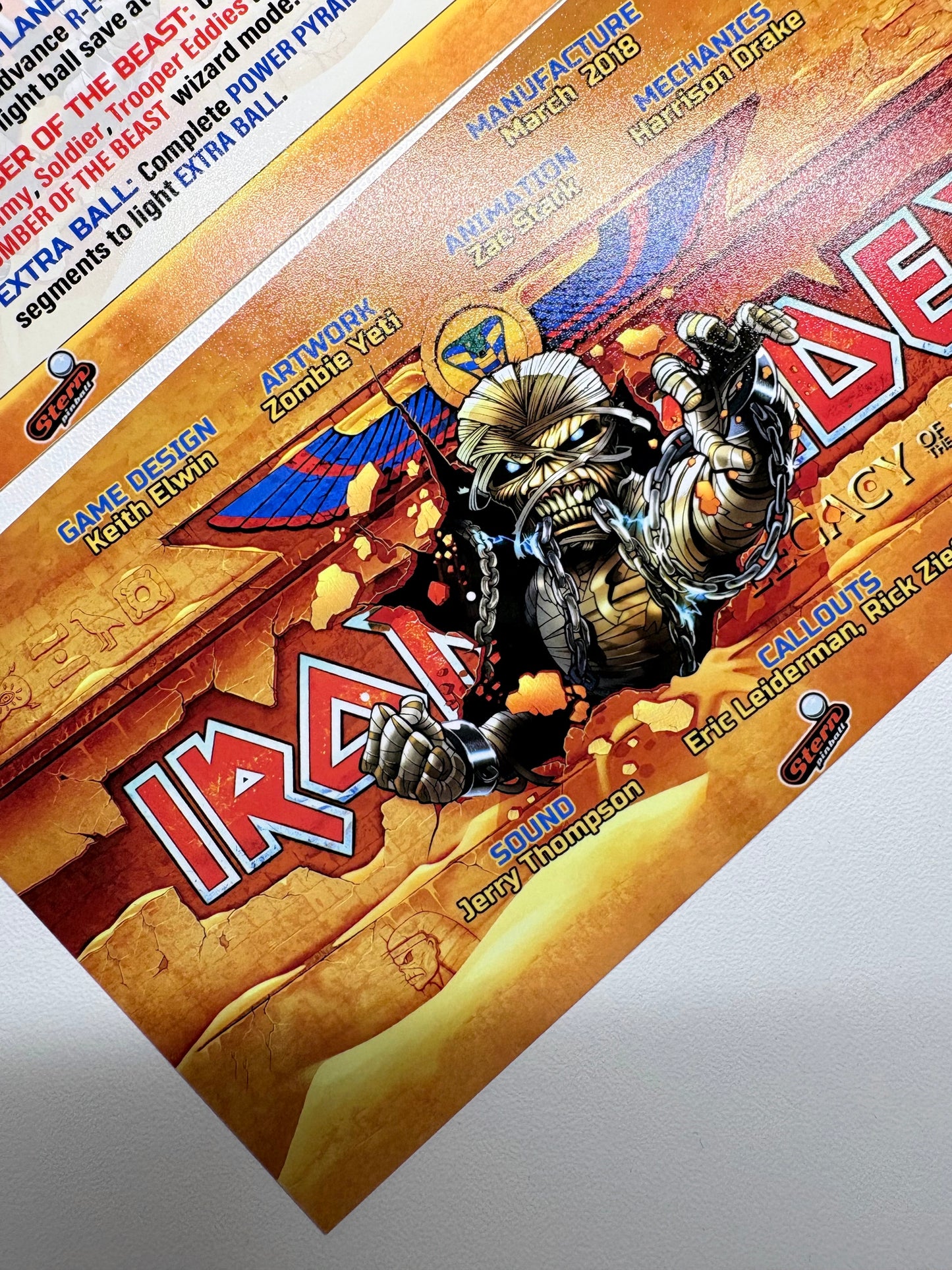 Cartes d'instructions custom apron flipper Stern Iron Maiden 2018 Premium (set de 2)