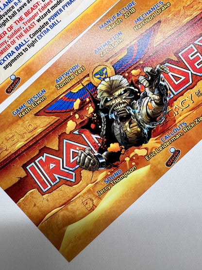 Cartes d'instructions custom apron flipper Stern Iron Maiden 2018 Premium (set de 2)