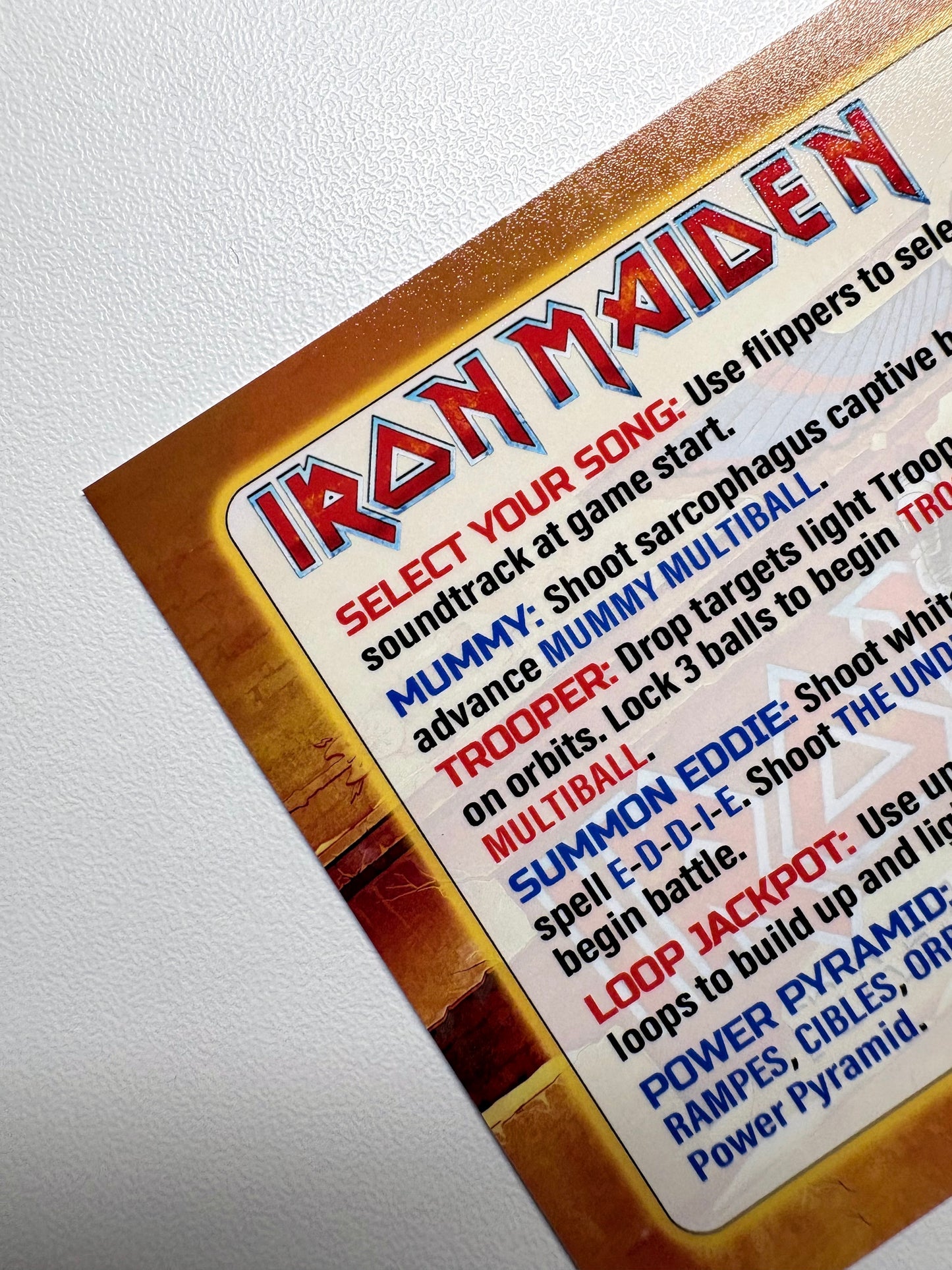 Cartes d'instructions custom apron flipper Stern Iron Maiden 2018 Premium (set de 2)