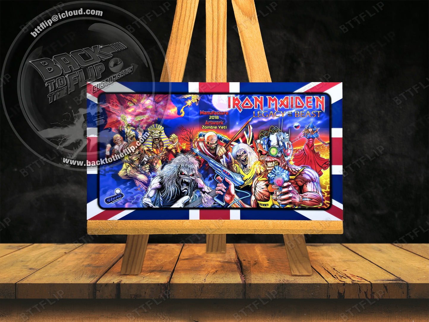 Custom apron instruction cards flipper Stern Iron Maiden 2018 PRO V1 / V2 (set of 2)