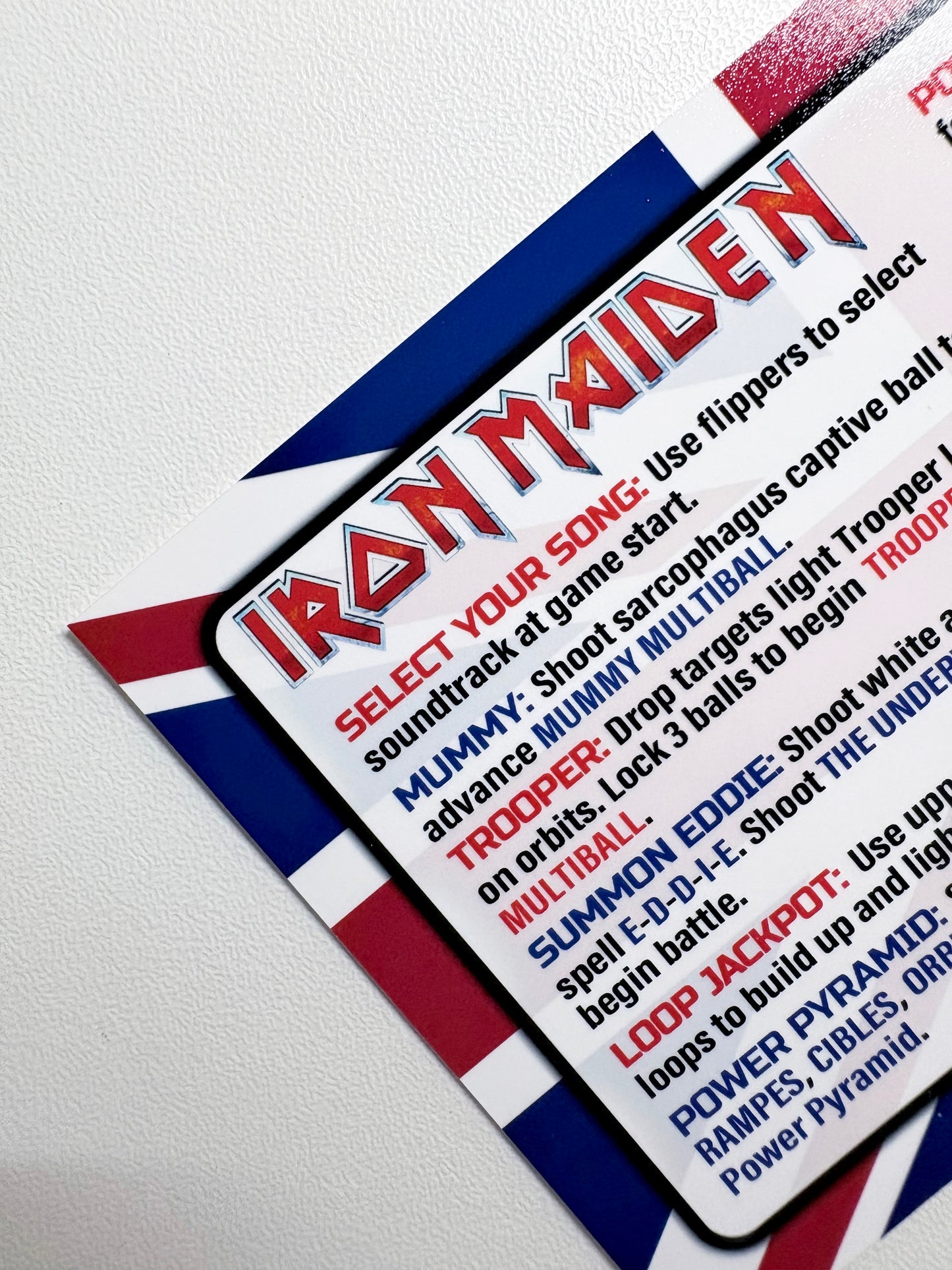 Custom apron instruction cards flipper Stern Iron Maiden 2018 PRO V1 / V2 (set of 2)