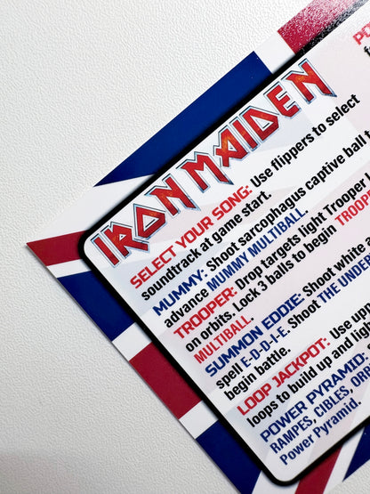 Custom apron instruction cards flipper Stern Iron Maiden 2018 PRO V1 / V2 (set of 2)