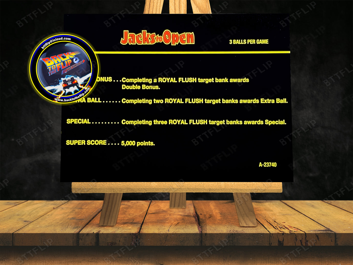 Gottlieb Jacks To Open 1984 Juego de Cartas Reglas Instrucciones Flipper Delantal Personalizado