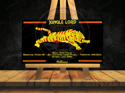 Williams Jungle Lord 1981 Jeu Cartes règles Instructions Flipper Custom Apron