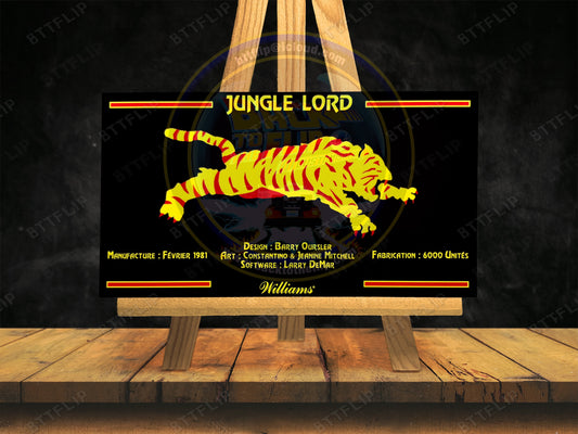 Williams Jungle Lord 1981 Jeu Cartes règles Instructions Flipper Custom Apron