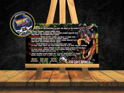 SEGA The Lost World Jurassic Park 1997 Game Cards Rules Instructions Pinball Custom Apron