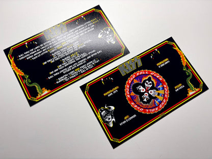 Instrucciones de las tarjetas de juego Bally KISS 1979 Delantal personalizado de pinball con reglas impresas
