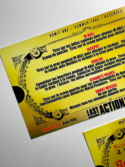 Cartes d'instructions custom apron flipper Data East Last Action Hero 1993 V1 (set de 2)