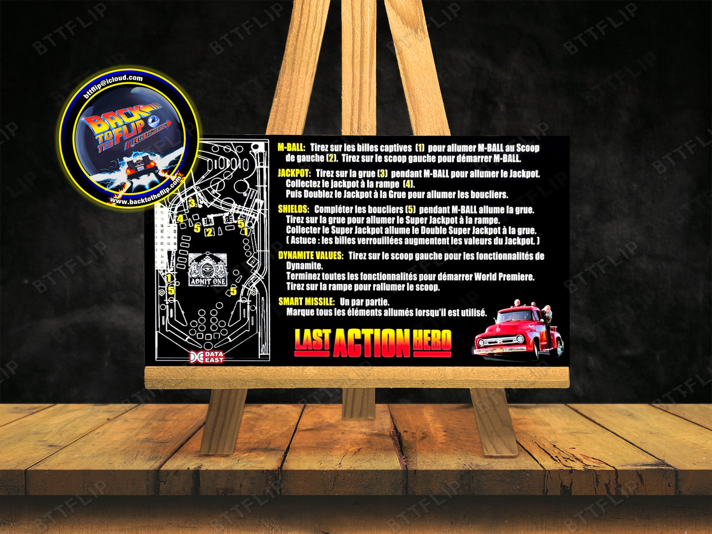 Data East Last Action Hero 1993 Juego Cartas reglas Instrucciones Pinball Delantal Personalizado V3