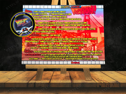 Gottlieb Light Camera Action 1989 Juego Cartas Reglas Instrucciones Pinball Custom Delantal V2