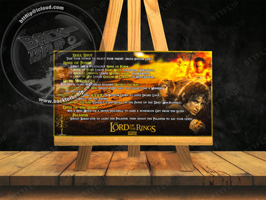 Stern El Señor de los Anillos 2003 Juego de cartas reglas Instrucciones Flipper Custom Apron V1