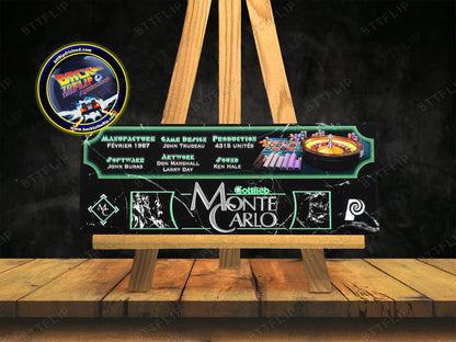Gottlieb Monte Carlo 1987 Jeu Cartes règles Instructions Flipper Custom Apron