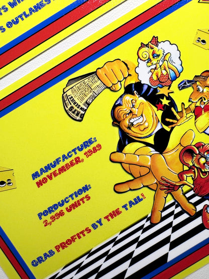 Bally Mousin Around 1989 Game Cards Instructions Pinball Custom Apron Printed Rules