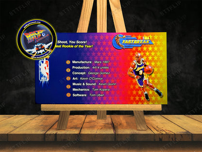 Bally NBA FASTBREAK 1997 Juego Tarjetas Reglas Instrucciones Flipper Custom Delantal V1