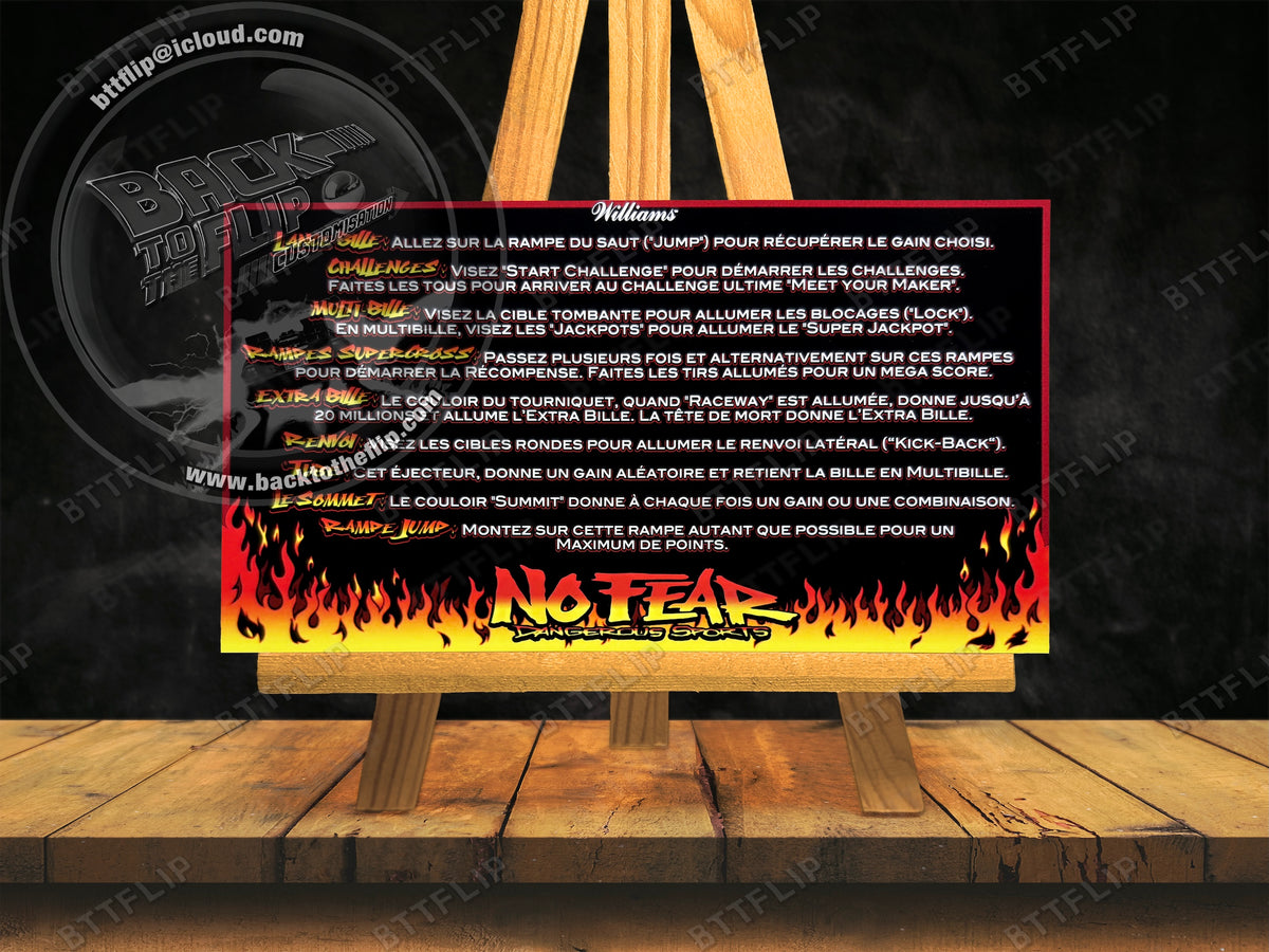 Williams No Fear Dangerous Sports 1995 custom apron instruction cards (set of 2)