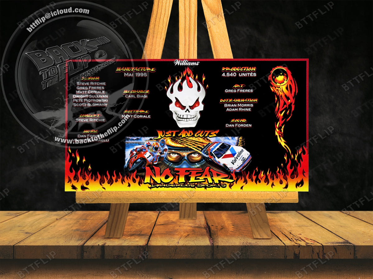 Williams No Fear Dangerous Sports 1995 custom apron instruction cards (set of 2)