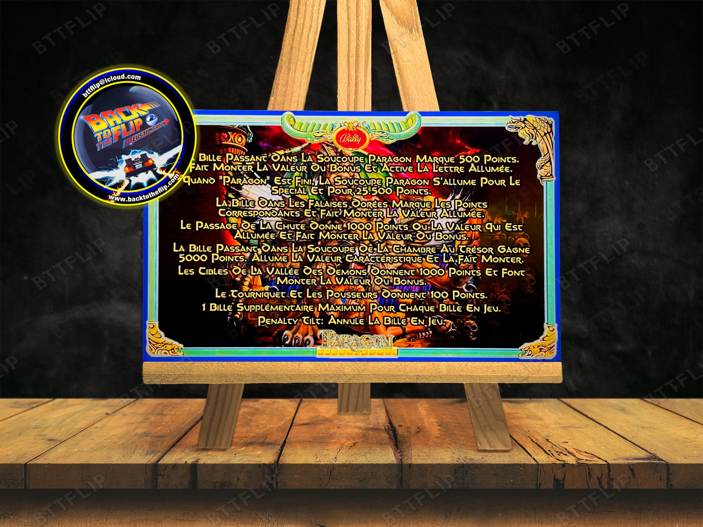 Bally Paragon 1979 Juego Cartas reglas Instrucciones Pinball Delantal personalizado