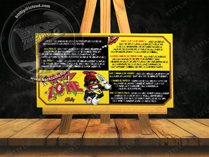 Custom apron instruction cards flipper Bally Party Zone 1991 V2