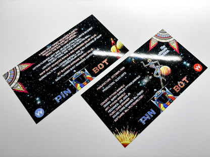 Custom apron instruction cards for Williams Pinbot 1986 flipper (set of 2)