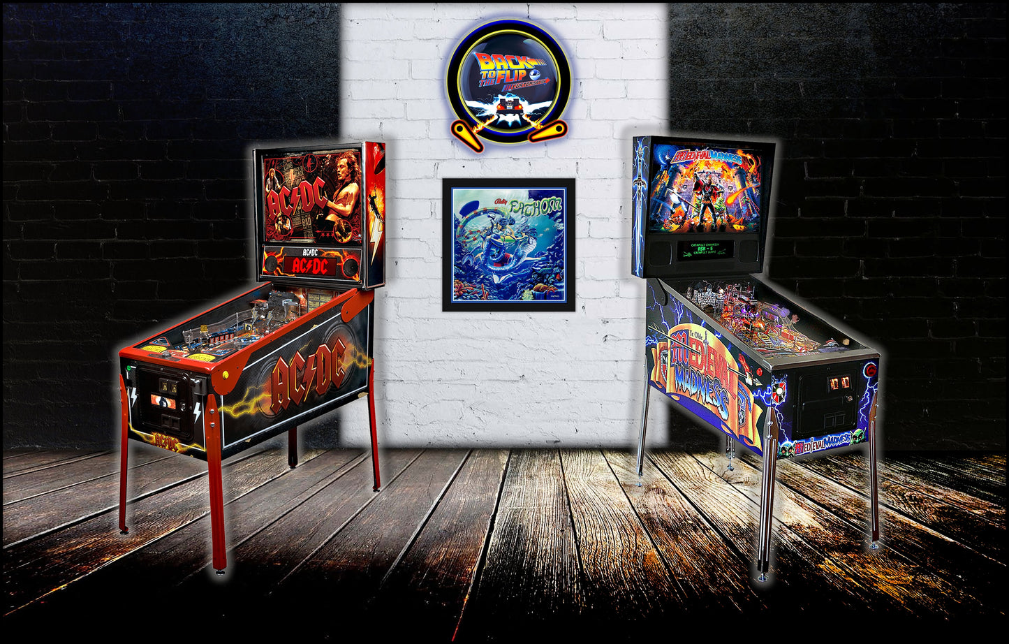Frame + Pinball Print Bally Fathom 1981 - Pinball Backglass Art - 30 cm - 12"