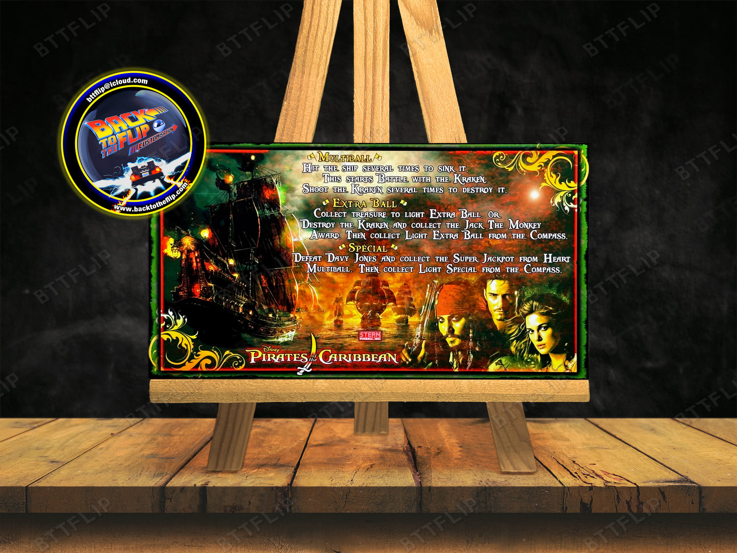 Stern Piratas del Caribe 2006 Juego de Cartas Reglas Instrucciones Flipper Custom Apron V3