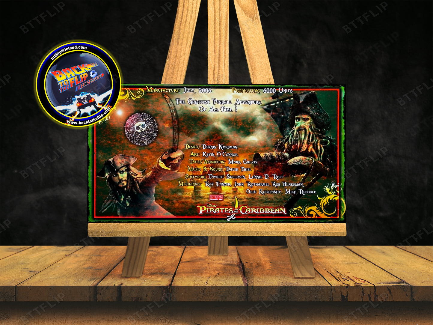 Stern Piratas del Caribe 2006 Juego de Cartas Reglas Instrucciones Flipper Custom Apron V3