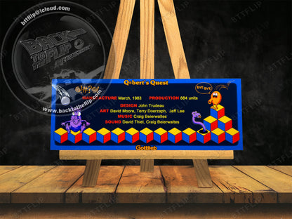 Gottlieb Q * Bert's Quest 1983 Juego de cartas Instrucciones Pinball Delantal personalizado Reglas impresas
