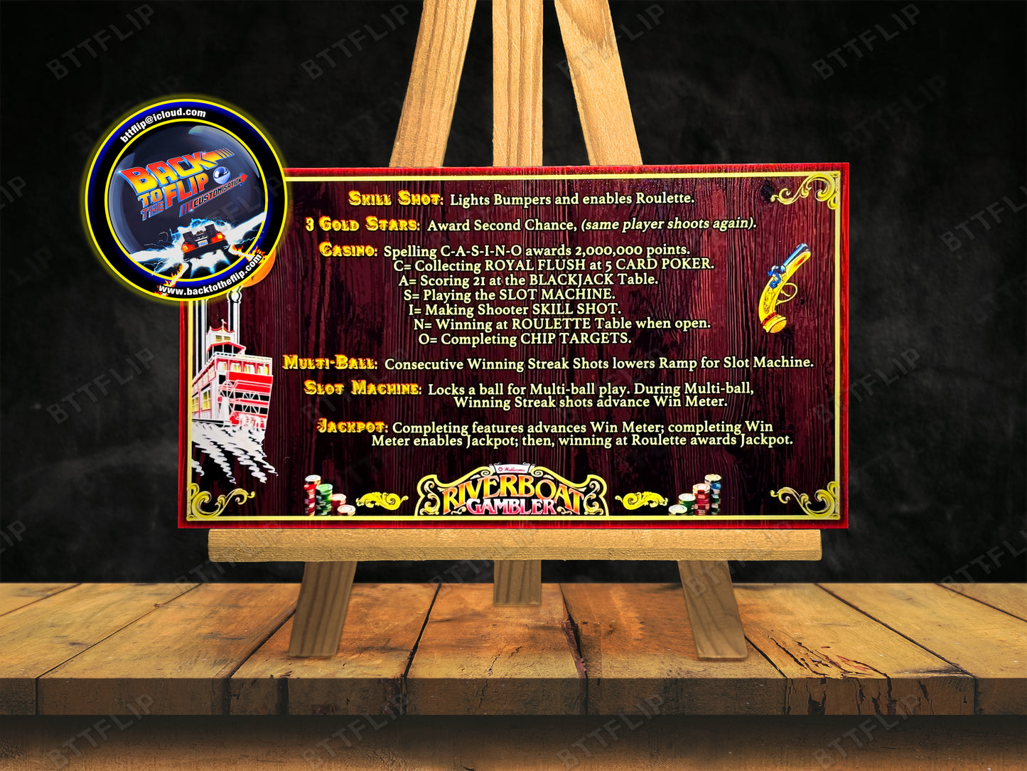 Williams Riverboat Gambler 1990 Card Game Rules Instructions Pinball Custom Apron V1