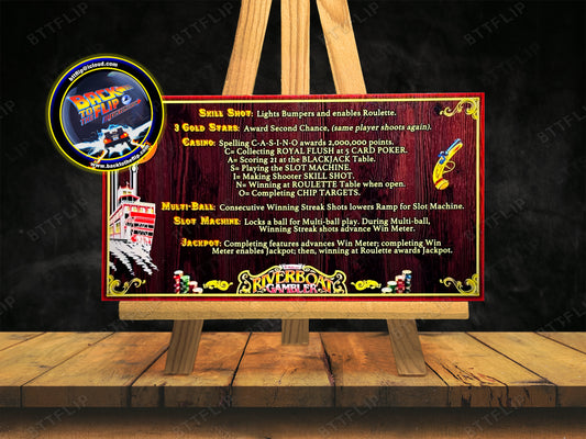 Williams Riverboat Gambler 1990 Jeu Cartes règles Instructions Flipper Custom Apron V1