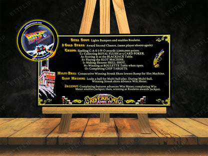 Williams Riverboat Gambler 1990 Juego Cartas Reglas Instrucciones Pinball Custom Apron V2