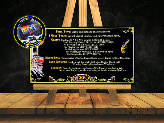Williams Riverboat Gambler 1990 Juego Cartas Reglas Instrucciones Pinball Custom Apron V2