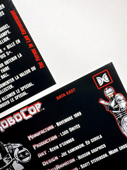 Cartes d'instructions custom apron flipper Data East Robocop 1989 (set de 2)